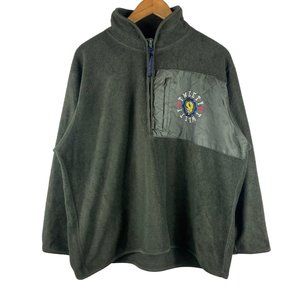 Vintage Looney Tunes Tweety Bird Fleece Jacket 1/4 Zip Green Embroidered Size XL